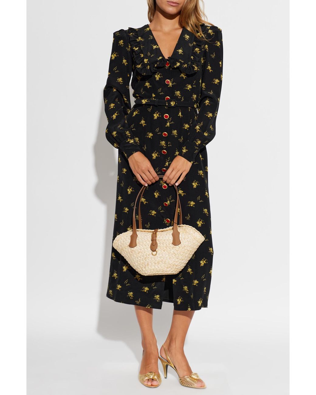 Alessandra Rich Black Floral Motif Dress