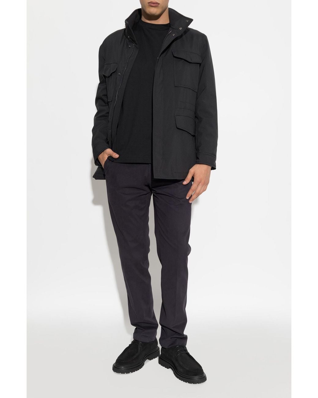 Brioni Black T-Shirt With Embroidered Logo for men