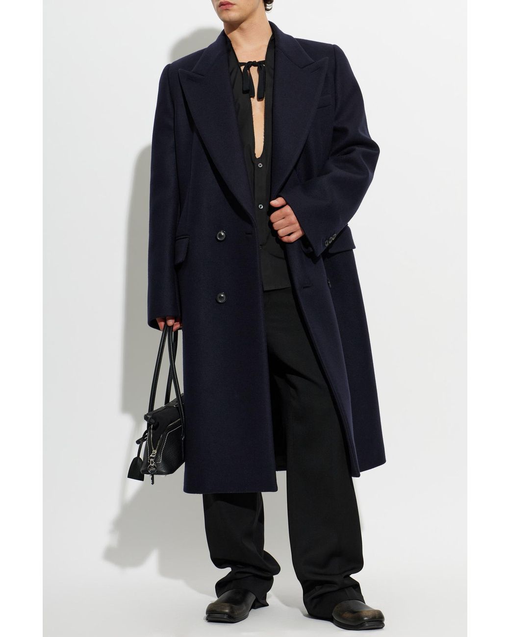 Maison Margiela Blue Virgin Wool Coat for men