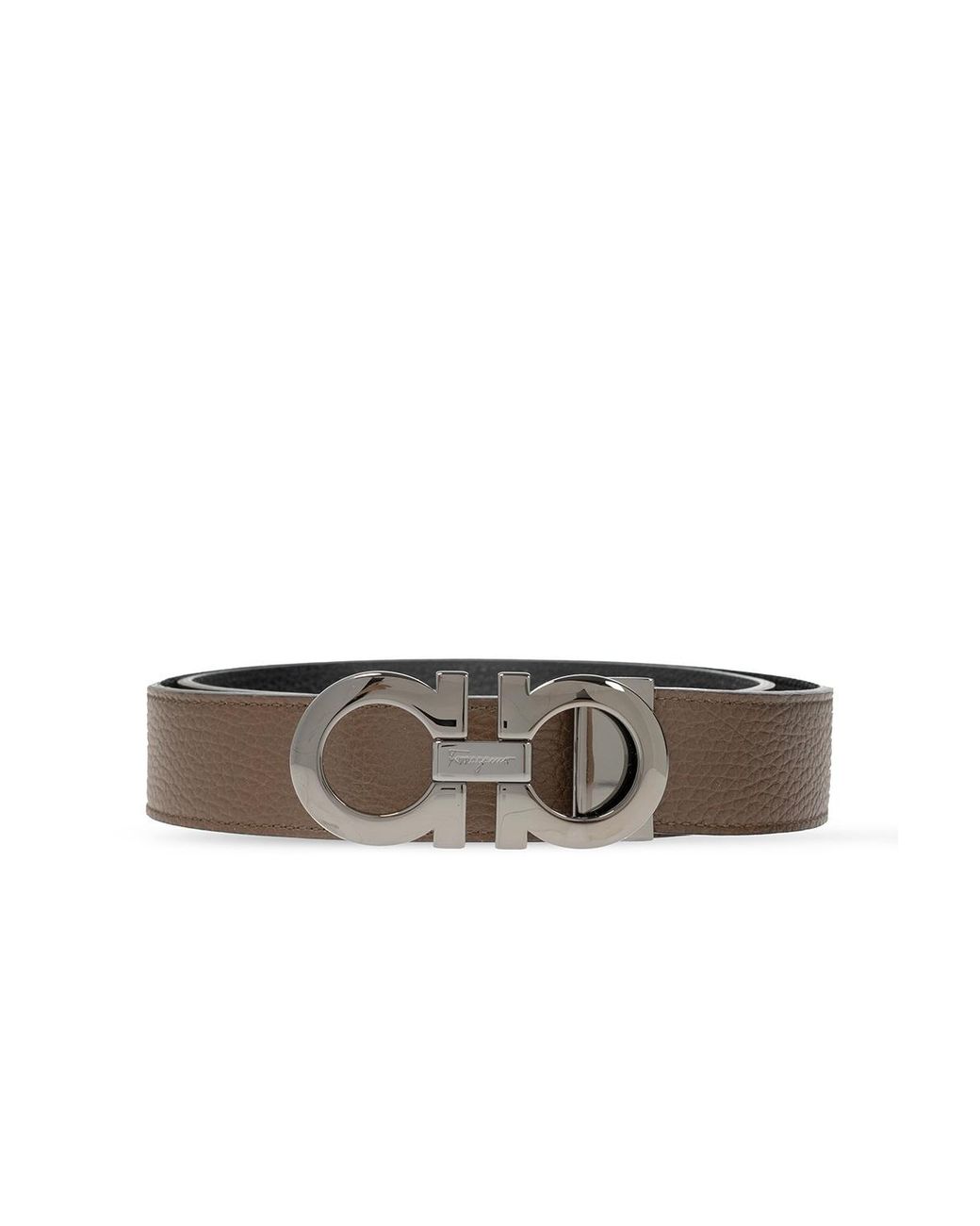 Ferragamo Brown Adjustable & Reversible Gancini Leather Belt for men