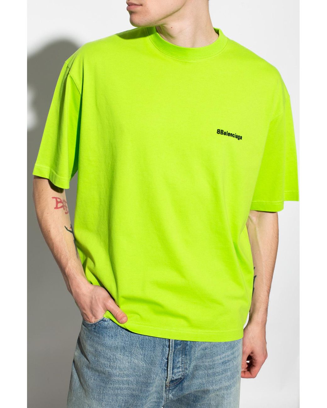 Green Monogrammed shirt Balenciaga  T Shirt Cinza Feminina Decote Redondo  Vi  IetpShops GB