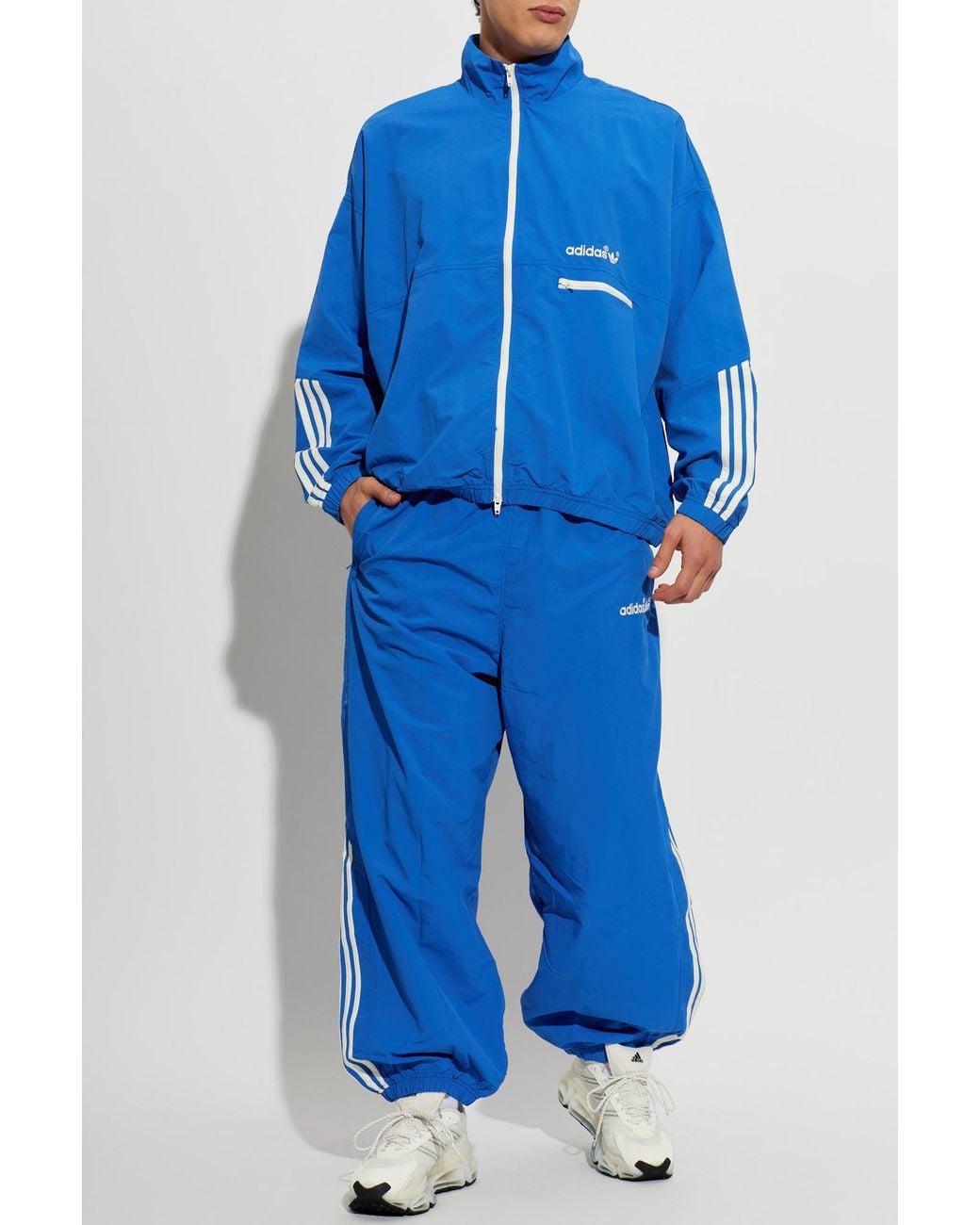 Adidas Originals Blue Trousers With Embroidered Logo for men