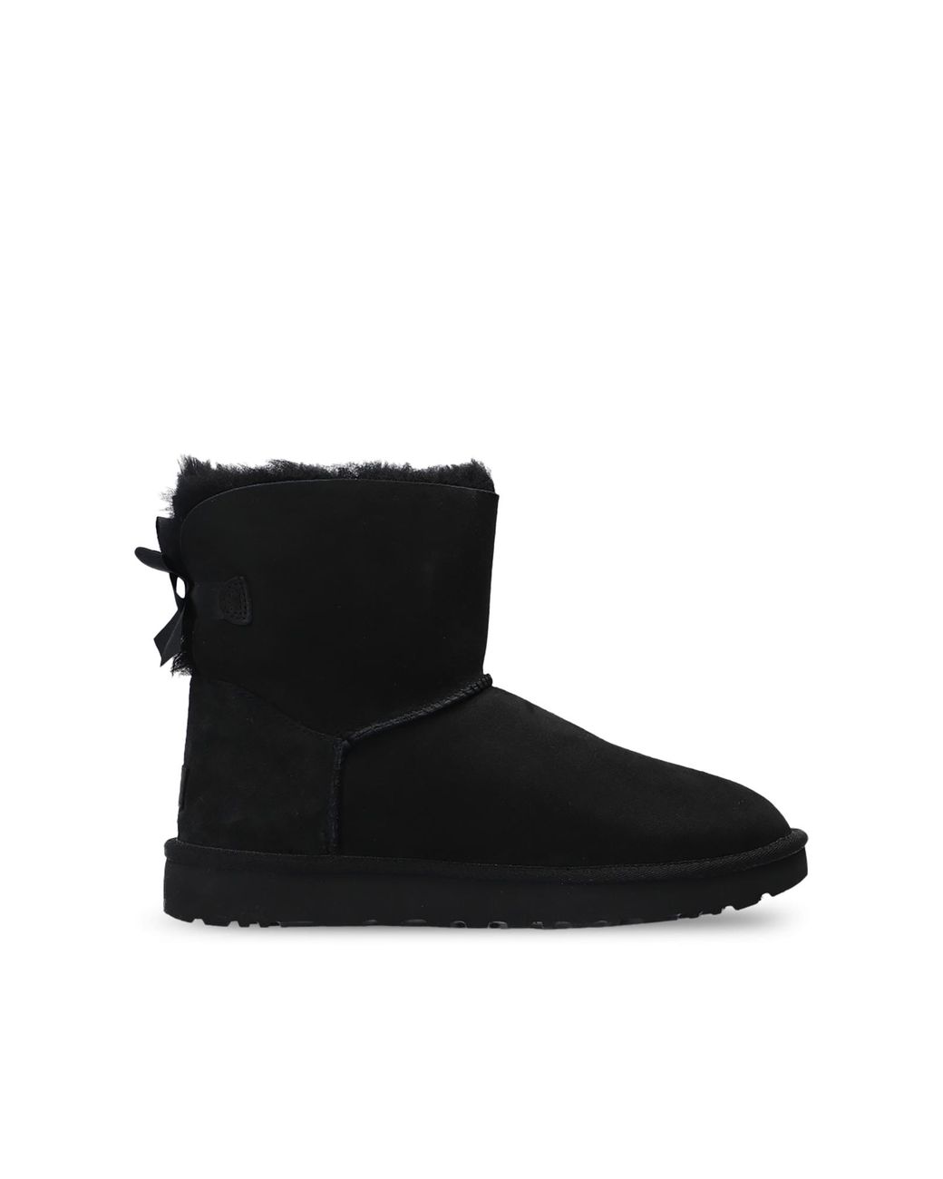 Ugg Black Mini Bailey Bow Ii Suede Shearling Winter Boots