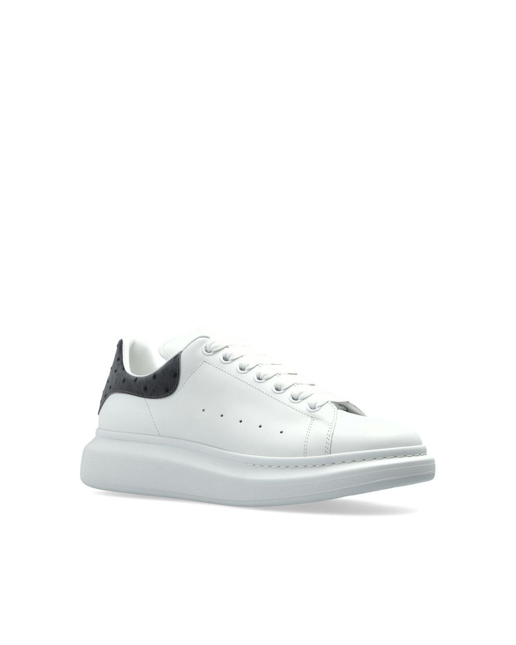 McQueen White Leather Sports Shoes With Logo for men