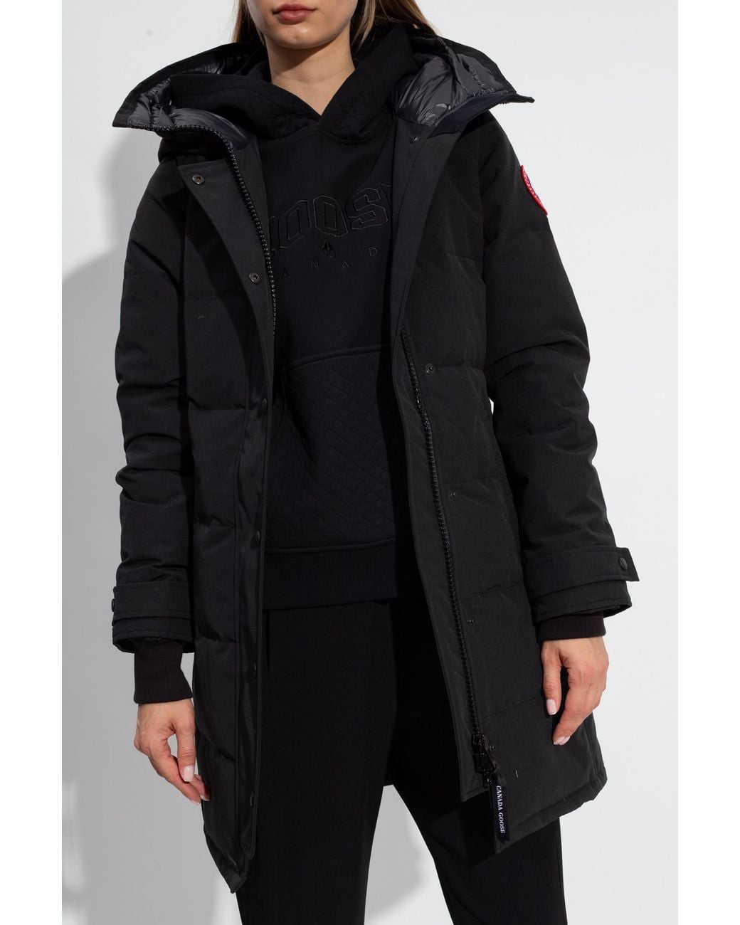Canada Goose Black Thigh-Length Padded Parka Jacket