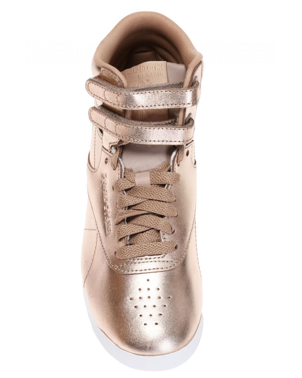 Reebok 'freestyle Hi Metallic' Sneakers in Pink | Lyst