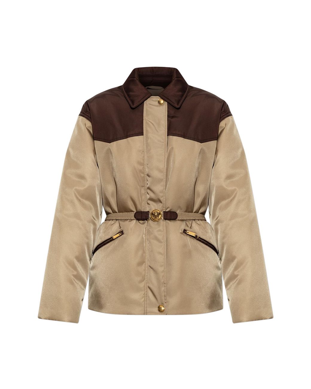 Versace Brown Insulated Belted Jacket