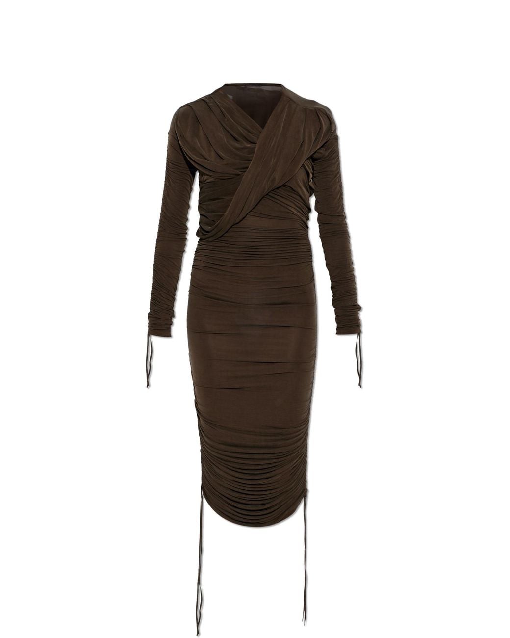 Balmain Brown Draped Dress