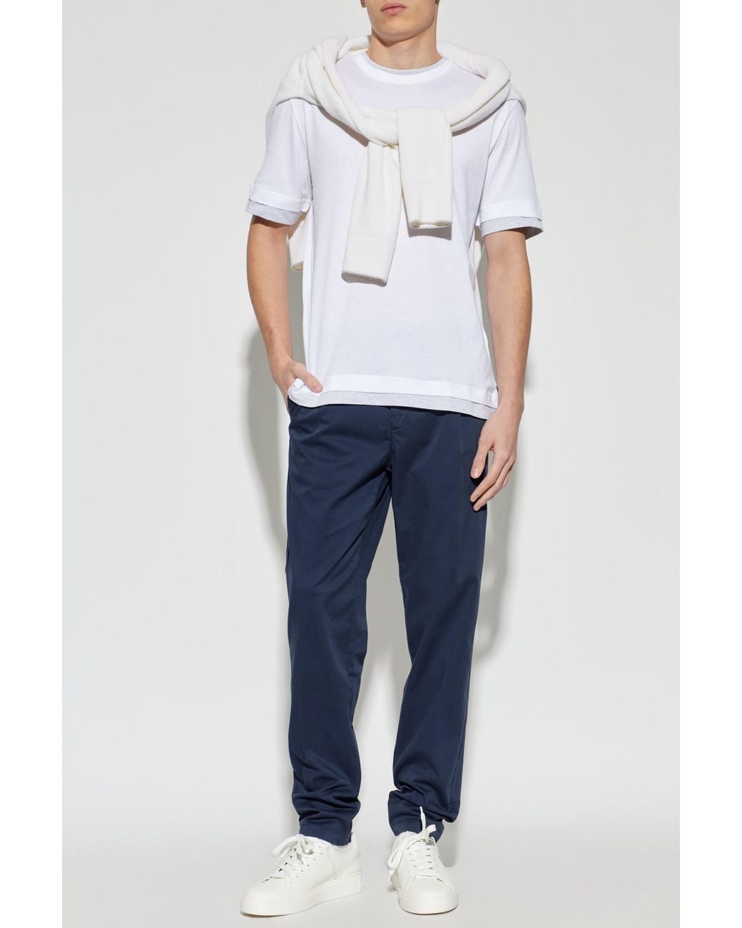 Eleventy Blue Trousers With Tapered Legs for men