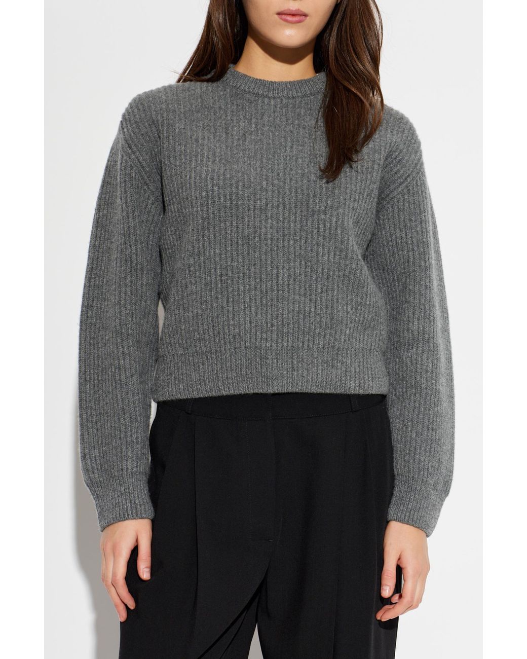 Jil Sander Gray Wool Sweater With A Crew Neck