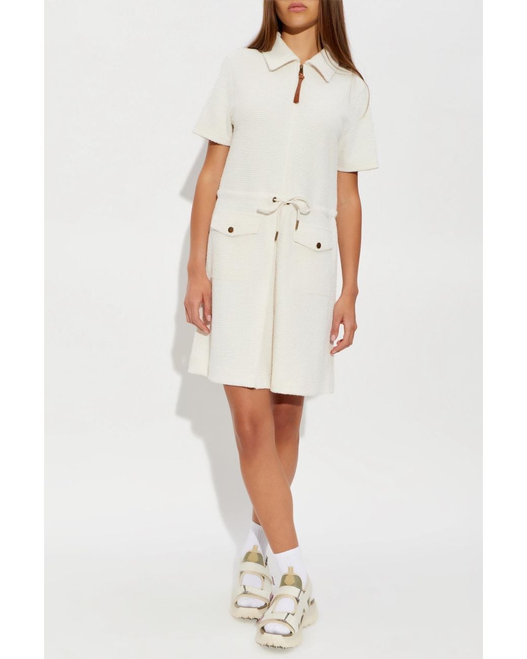 Moncler White Dress With Pockets