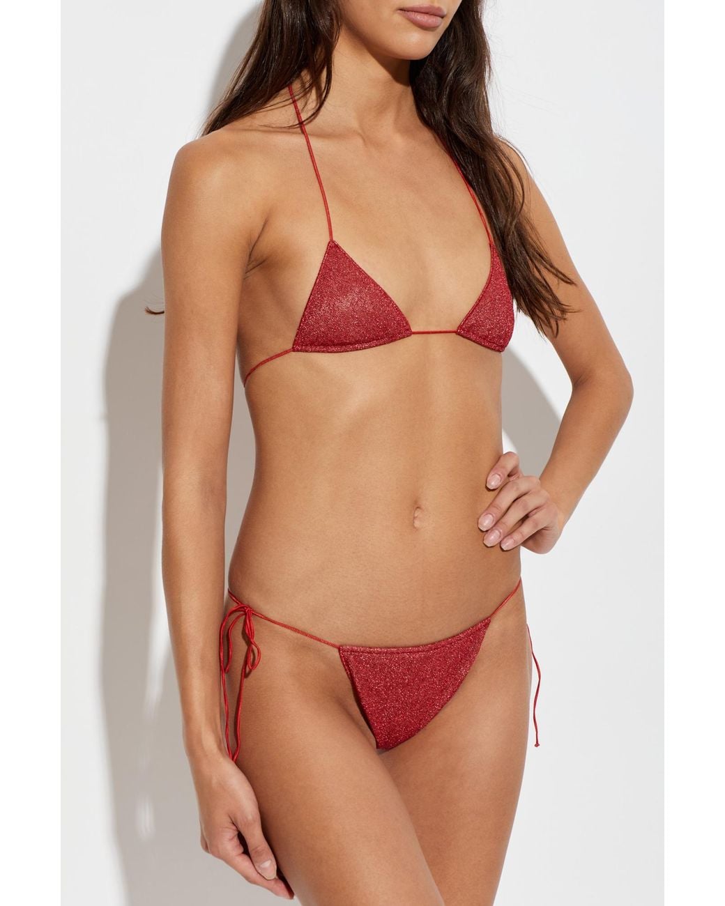 Oseree Red Two-Piece Swimsuit With Lurex Thread
