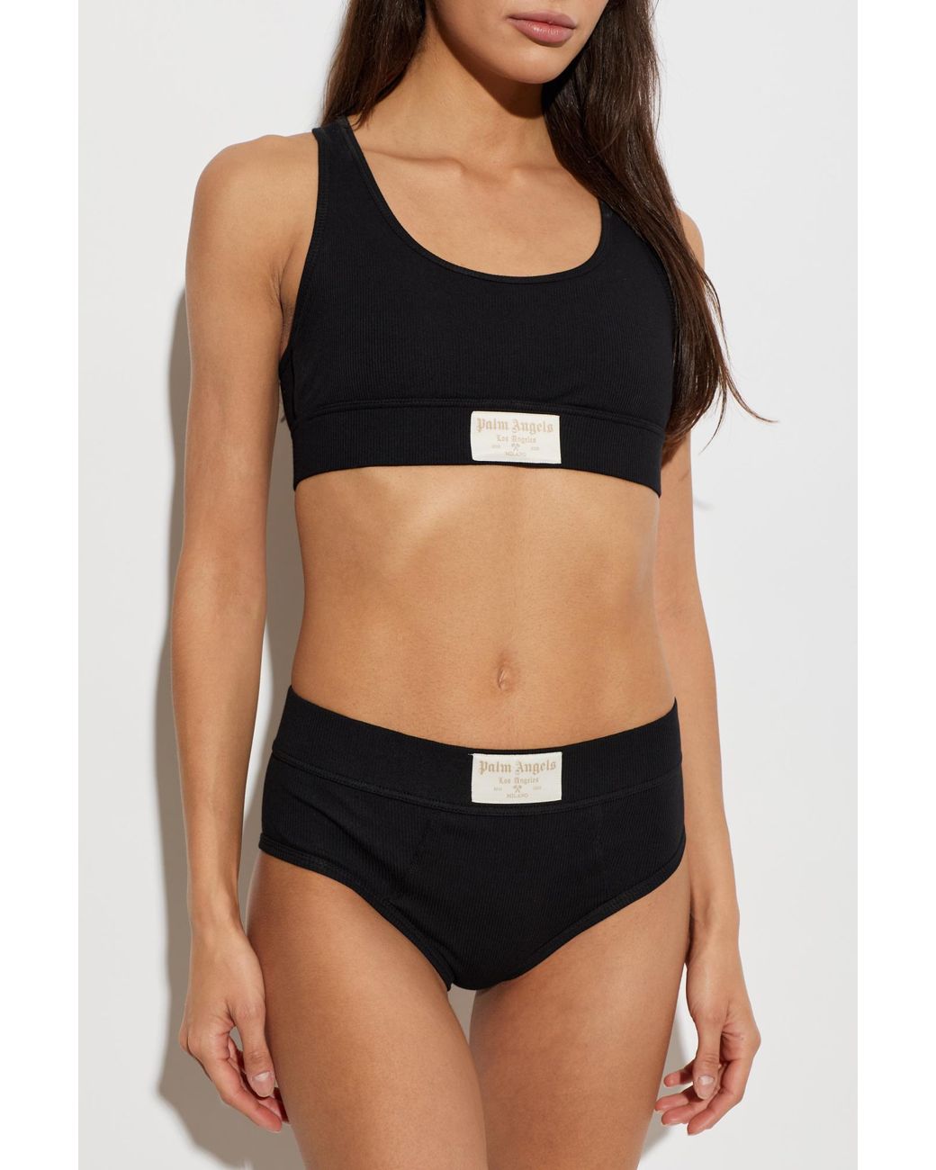Palm Angels Black Cotton Lingerie Top
