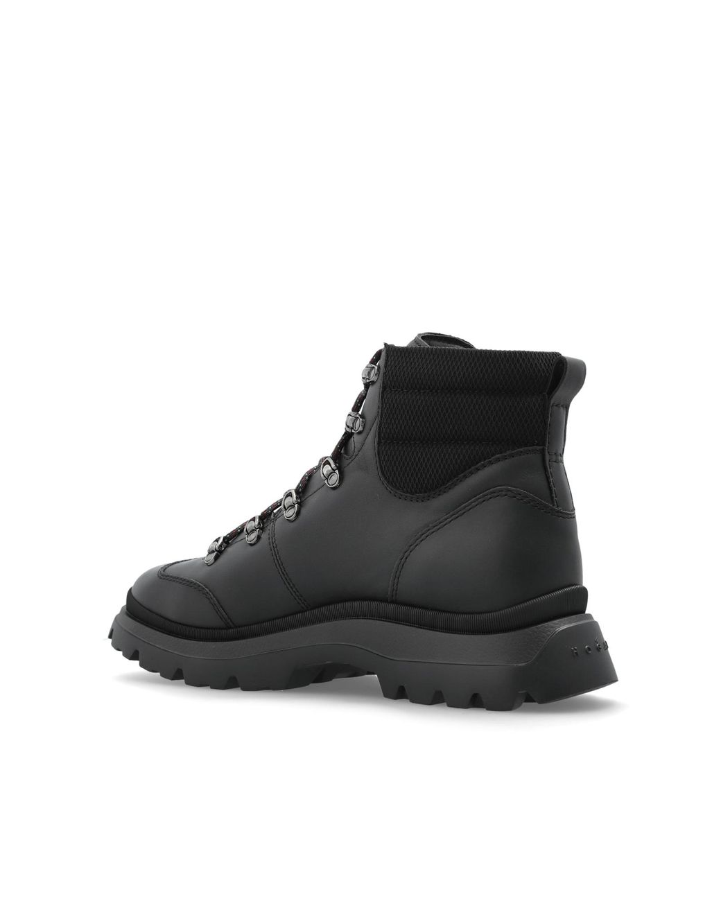 Hogan Black Leather Ankle Boots for men