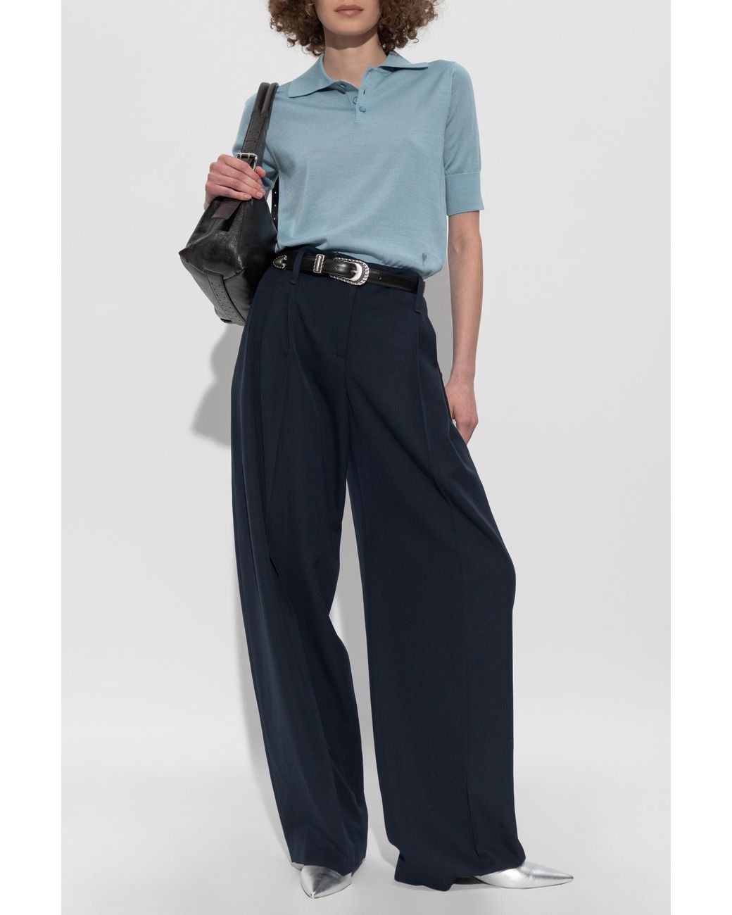 AMI Blue Wool Top