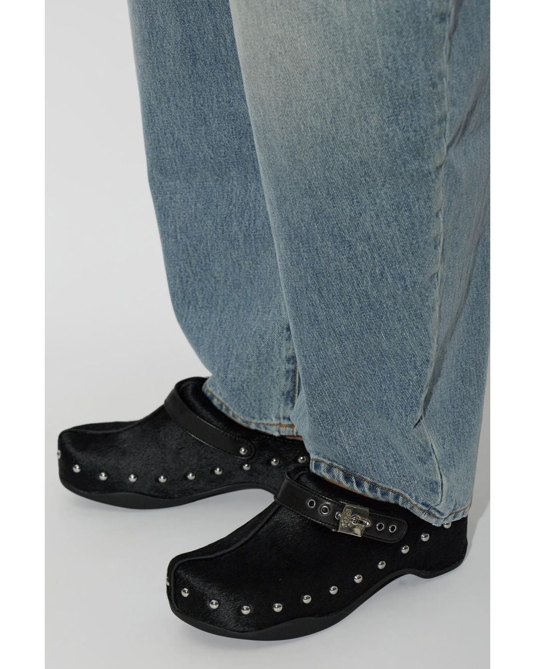 Scholl Black Leather Mules 'Phoebe'