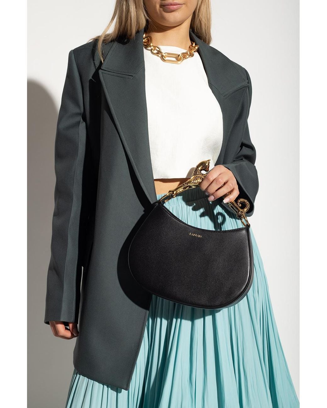 Lanvin Black 'Cat Pm' Hobo Bag