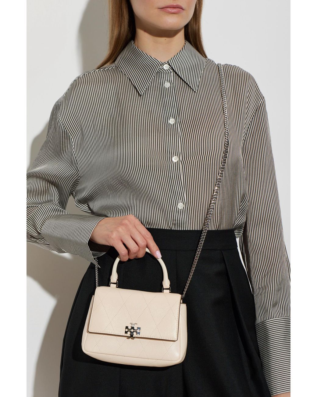 Tory Burch White 'Charlie' Chain Wallet