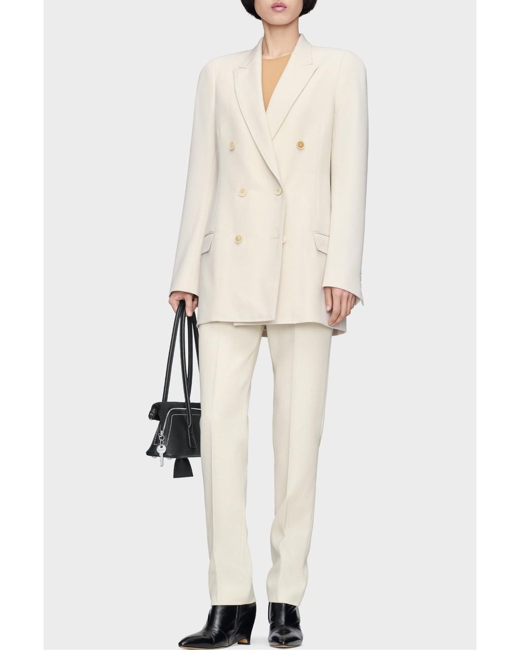 Maison Margiela White Double-Breasted Wool Blazer