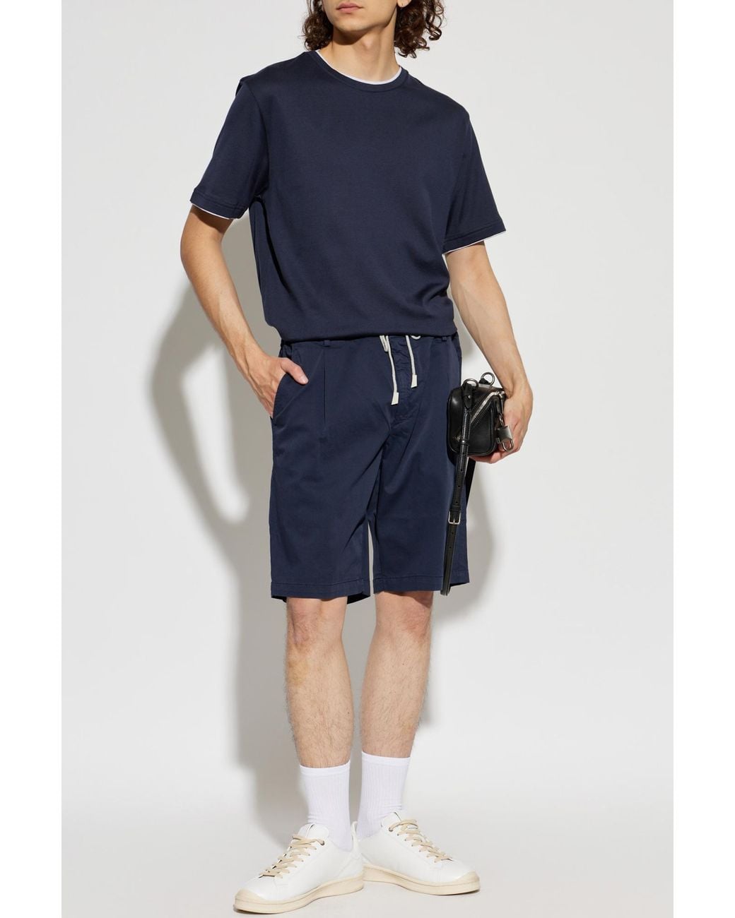 Eleventy Blue Cotton T-Shirt With Round Neckline for men