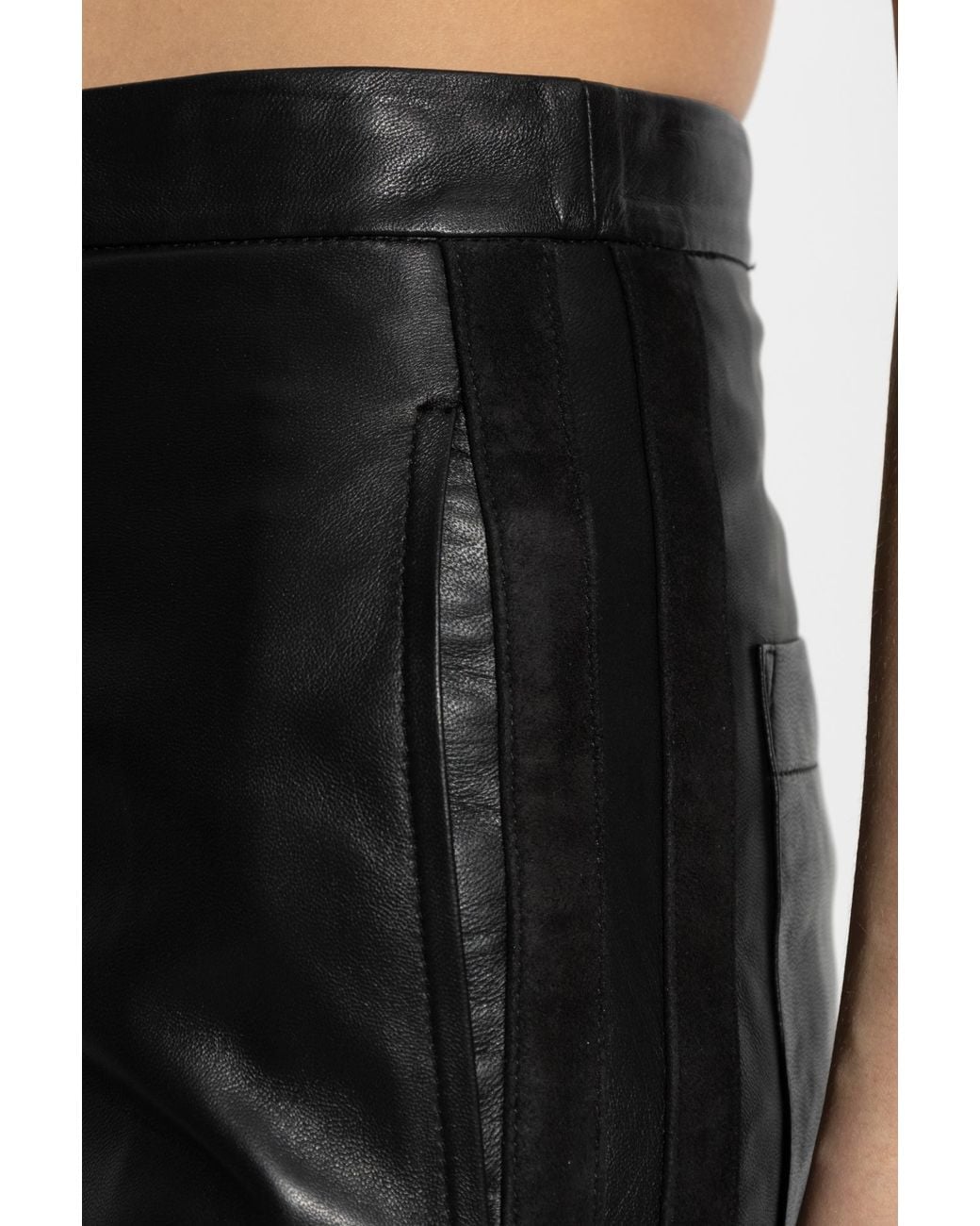 IRO Black Leather Trousers Uleth