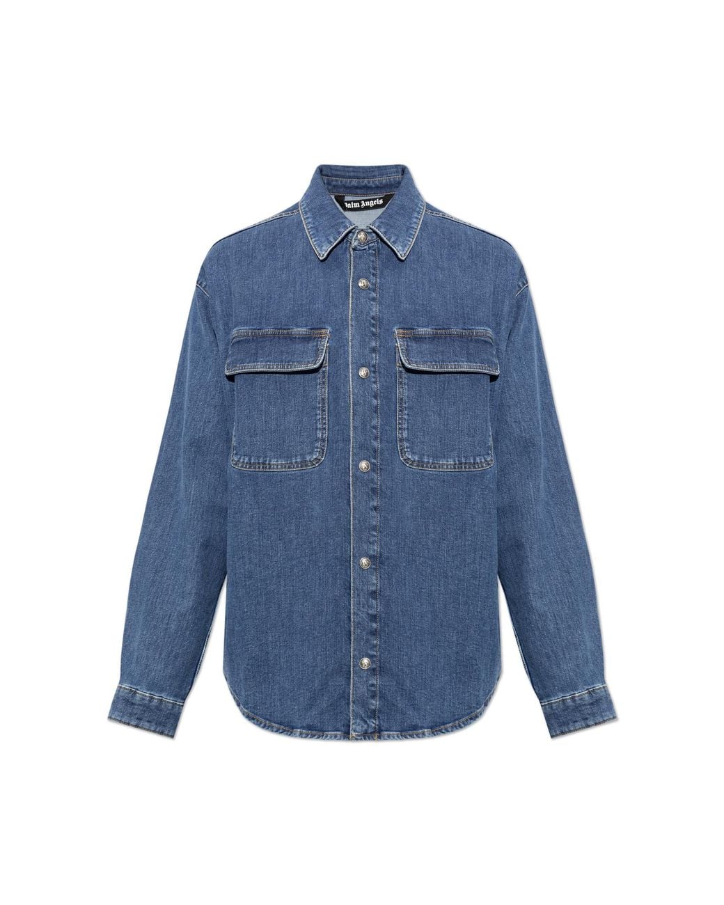 Palm Angels Blue Denim Shirt for men