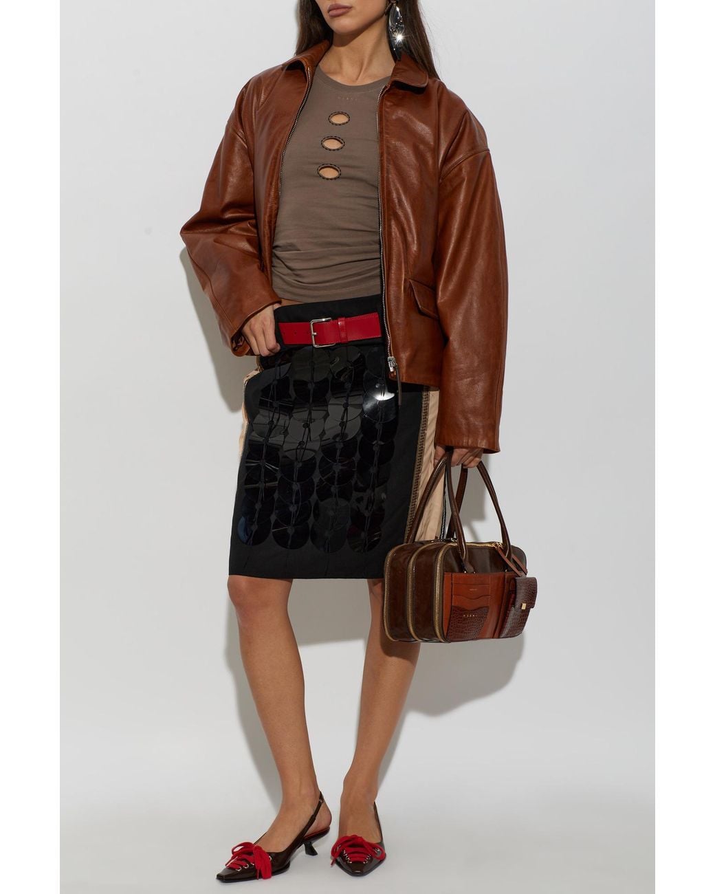 Marni Brown Leather Jacket