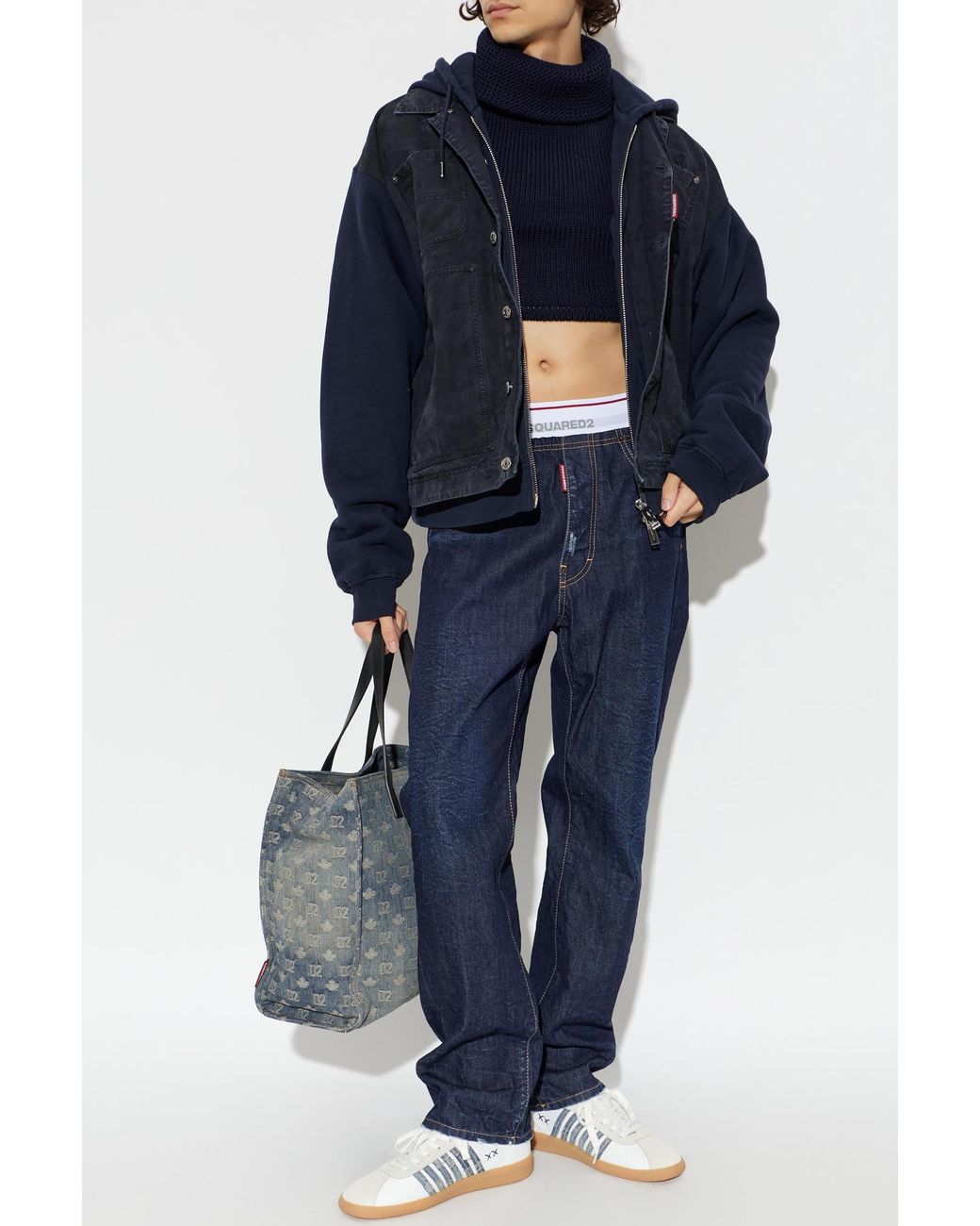 DSquared² Blue Denim Jacket With Hood for men