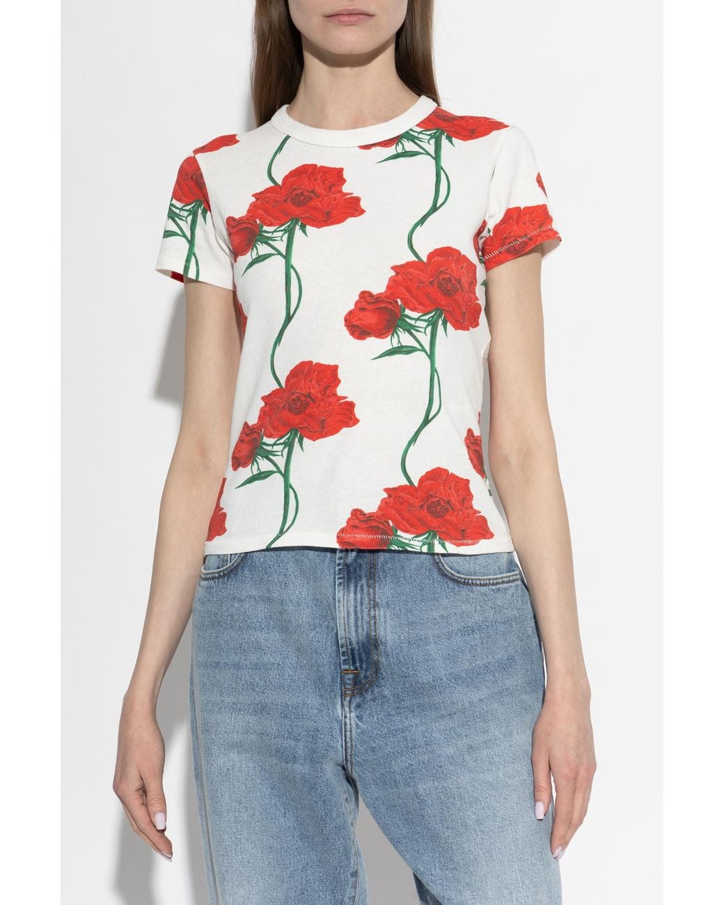 KENZO Red T-Shirt With Floral Motif