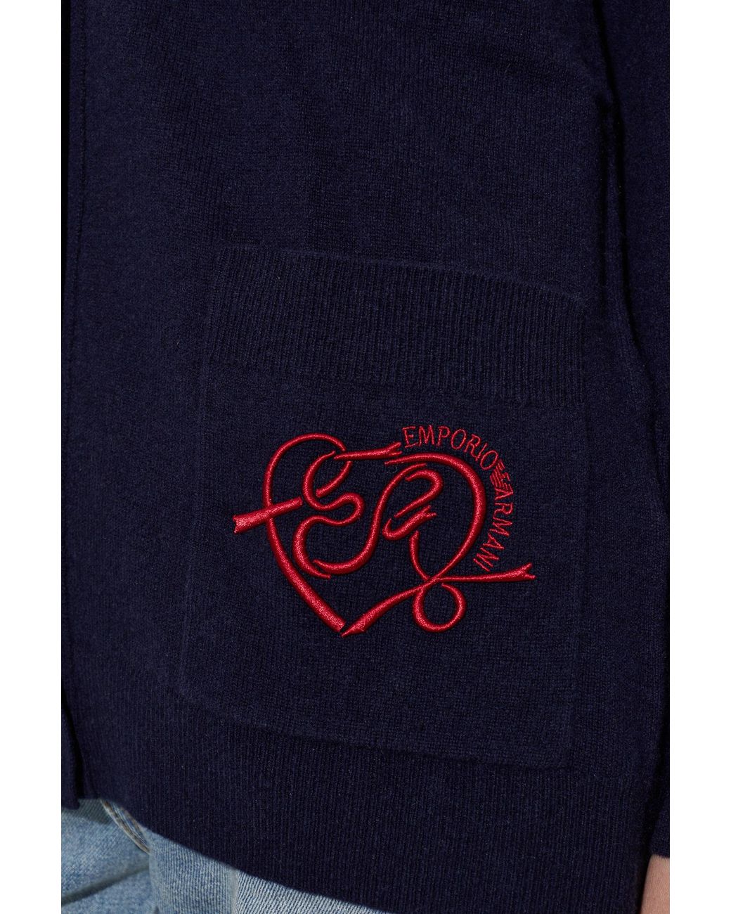 Emporio Armani Blue Wool Cardigan With Pockets