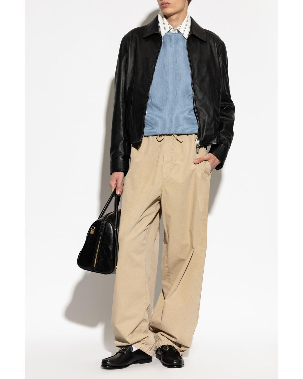 Ferragamo Natural Loose-Fit Cotton Trousers for men