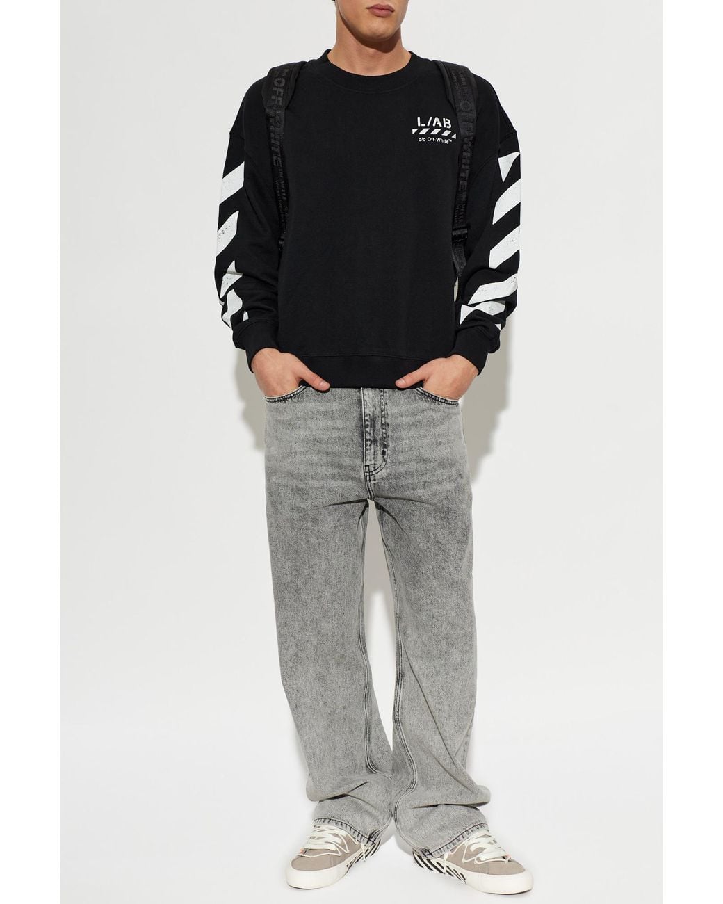 LAB C.O. OFF WHITE Black Sweatshirt With Printed Logo for men