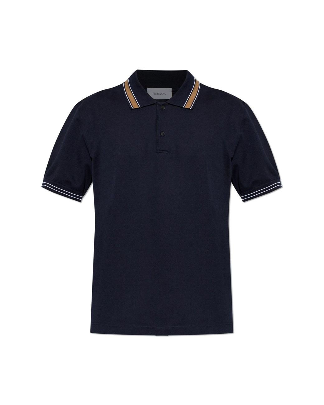 Ferragamo Blue Cotton Polo for men