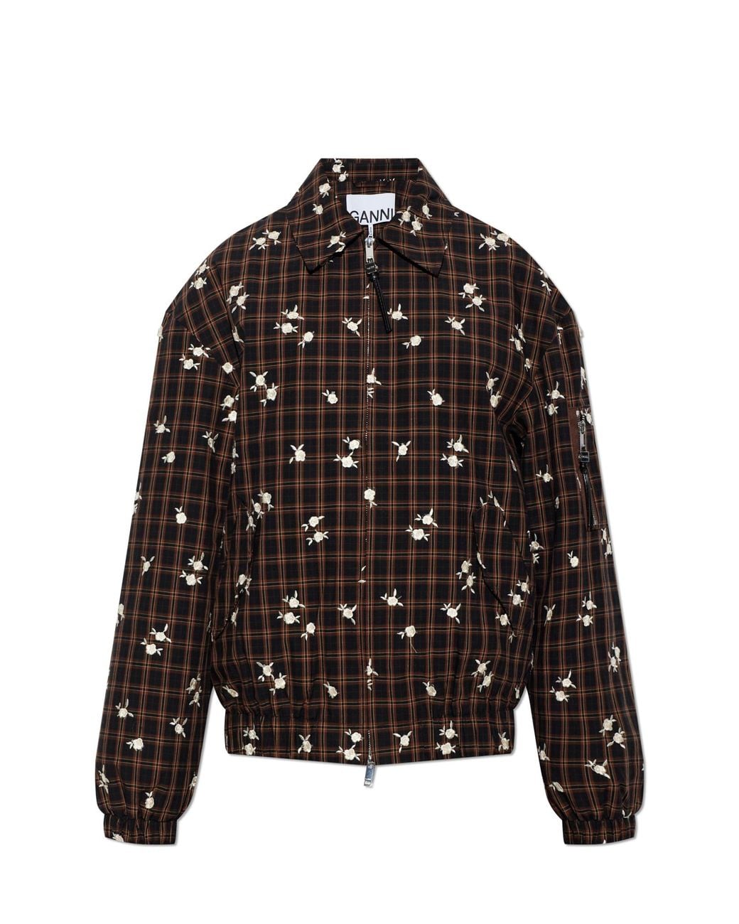 Ganni Black Jacket With Floral Motif