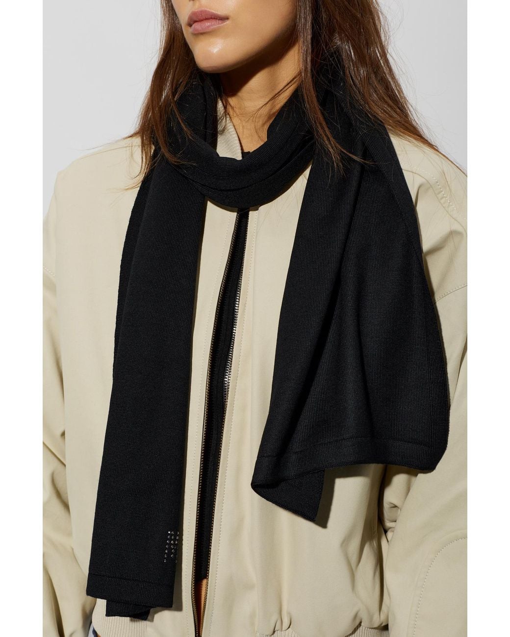 Moschino Black Wool Scarf With Sparkling Sequins