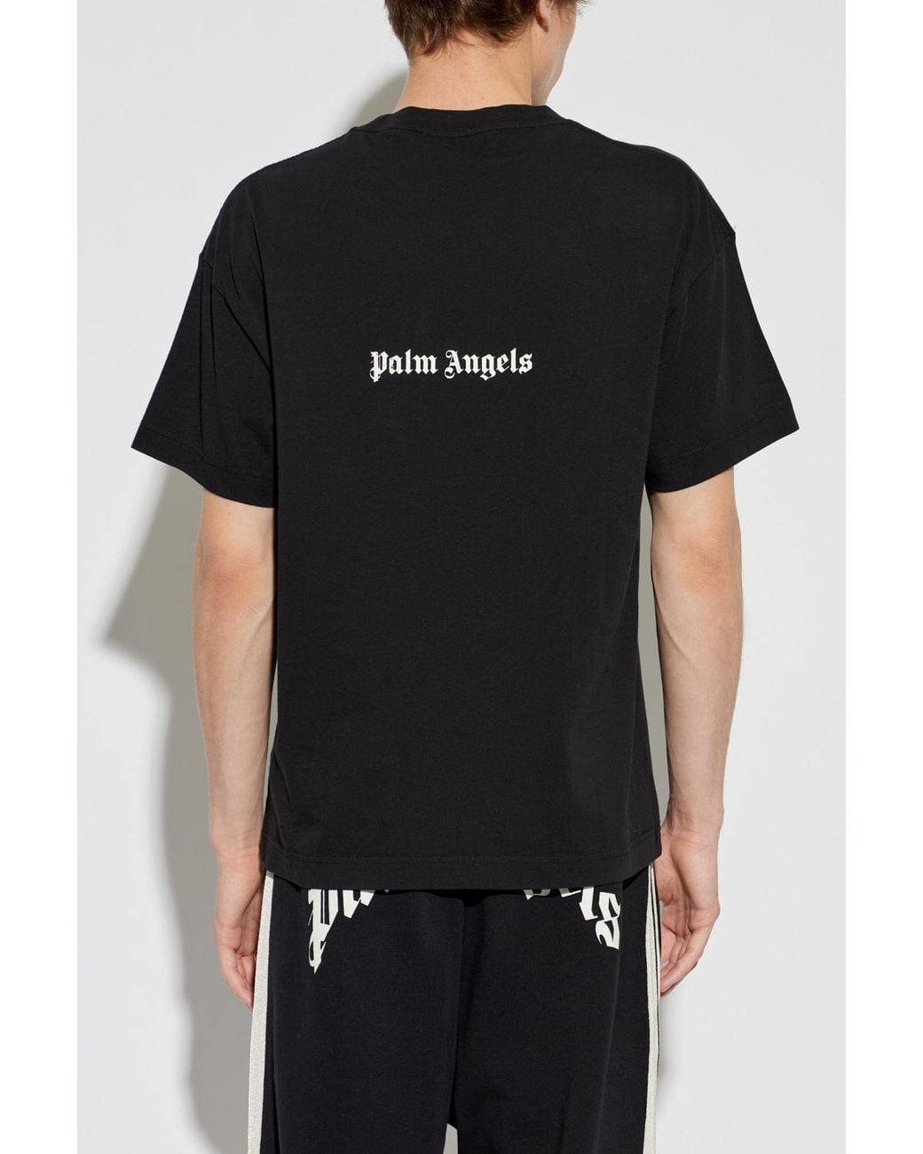 Palm Angels Black T-Shirt With Print for men