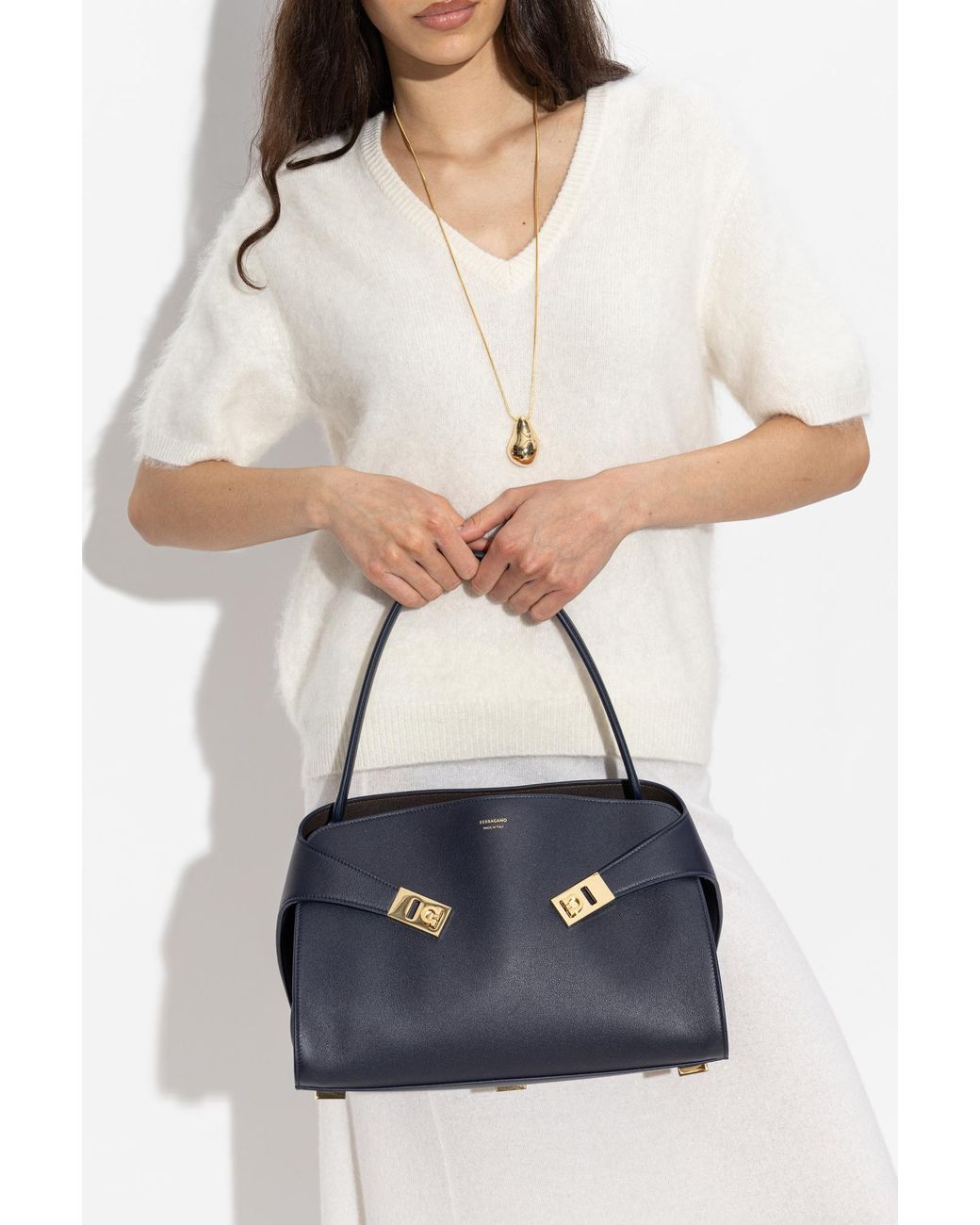 Ferragamo Blue Handbag 'Hug Small'