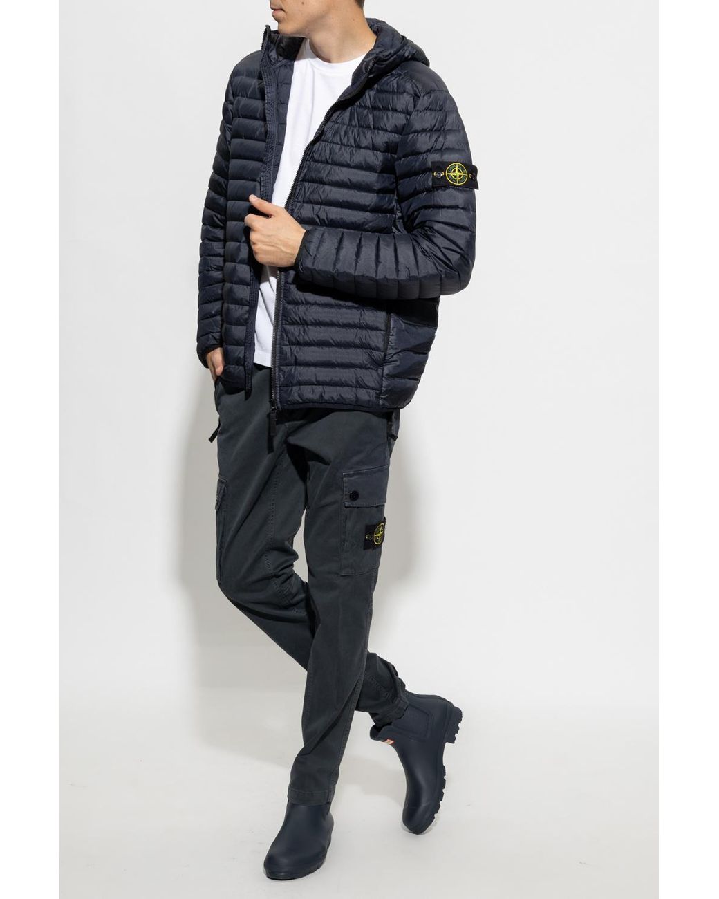 Stone Island Down Jacket in Navy Blue (Blue) for Men | Lyst