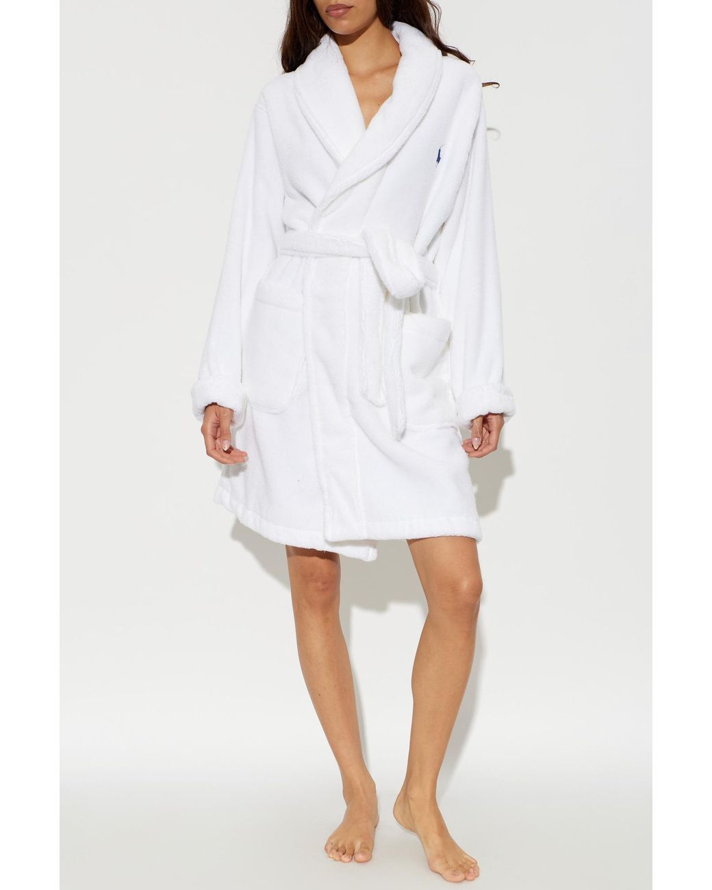 Polo Ralph Lauren White Cotton Bathrobe With Logo