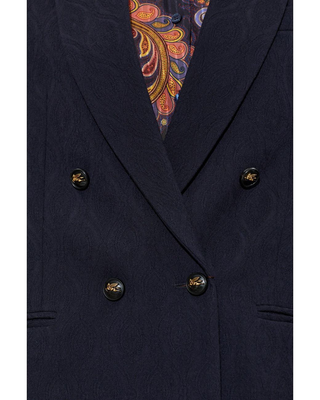 Etro Blue Double-Breasted Wool Blazer