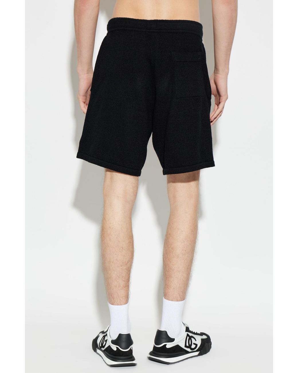 Dolce & Gabbana Black Shorts With Embroidered Logo On The Pocket for men