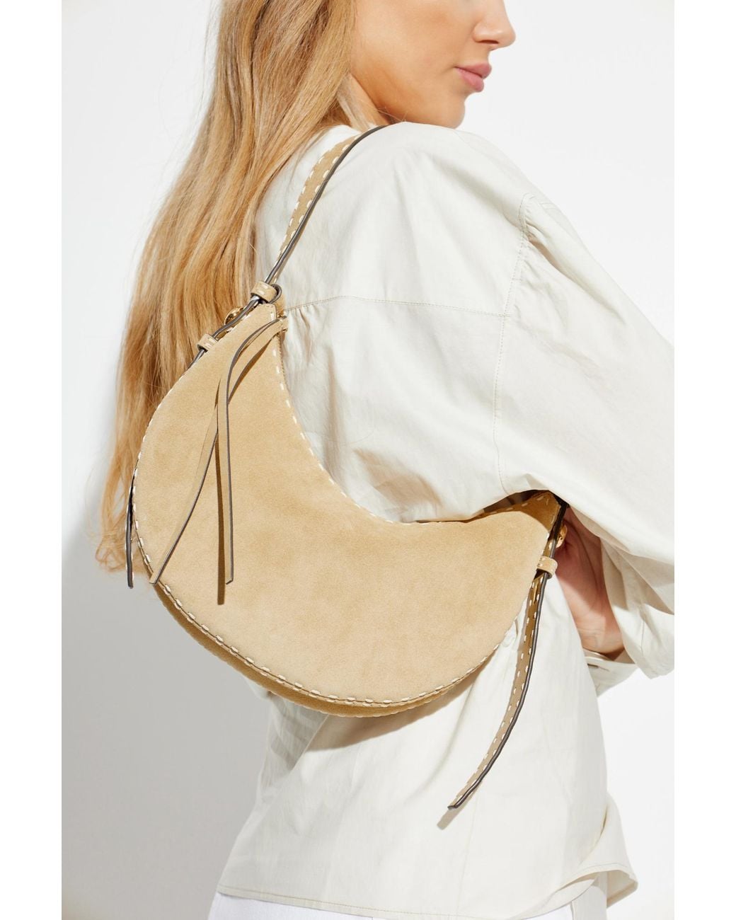Tory Burch White 'Romy Pick Stitch' Shoulder Bag