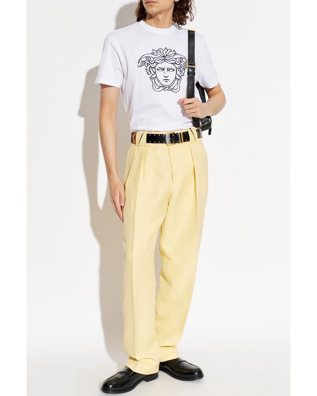 Versace White T-Shirt With Medusa Head for men