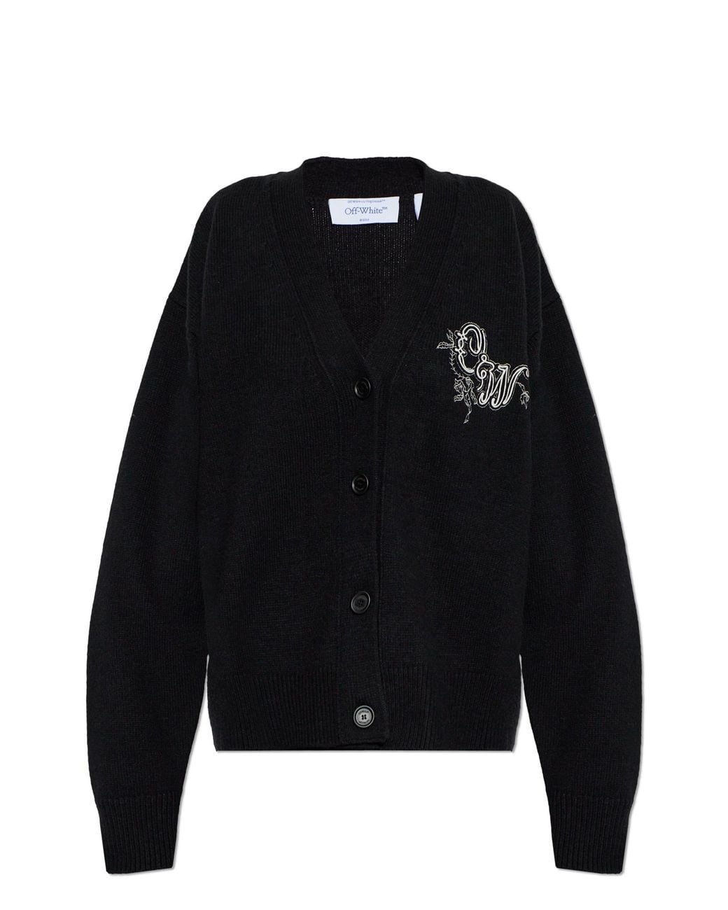 Off-White c/o Virgil Abloh Black Cardigan With Decorative Embroidery