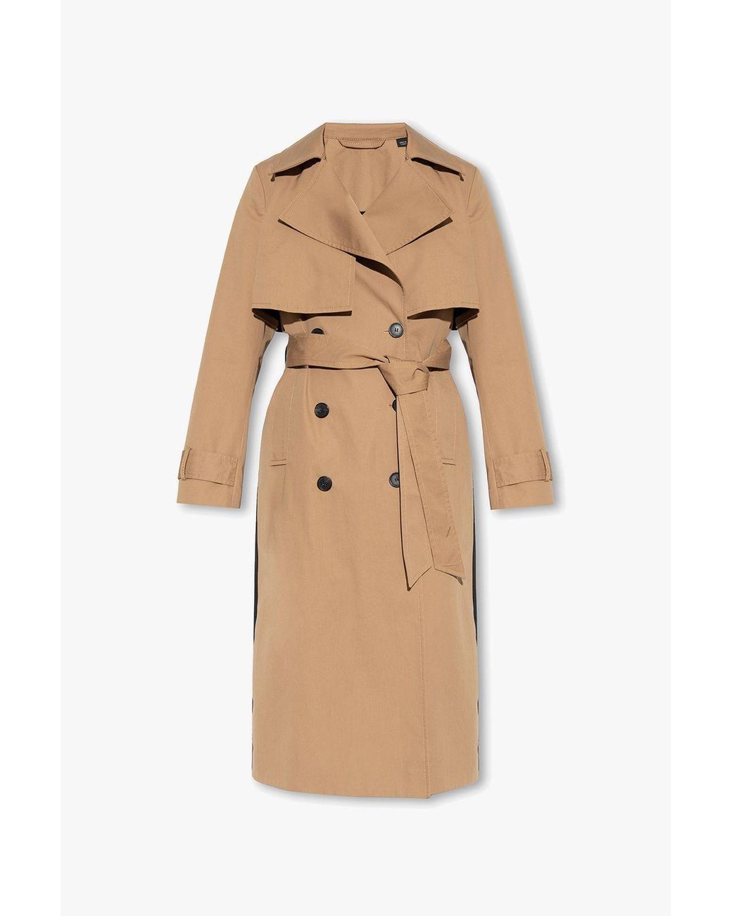 AllSaints 'mixie' Trench Coat With Logo in Natural | Lyst