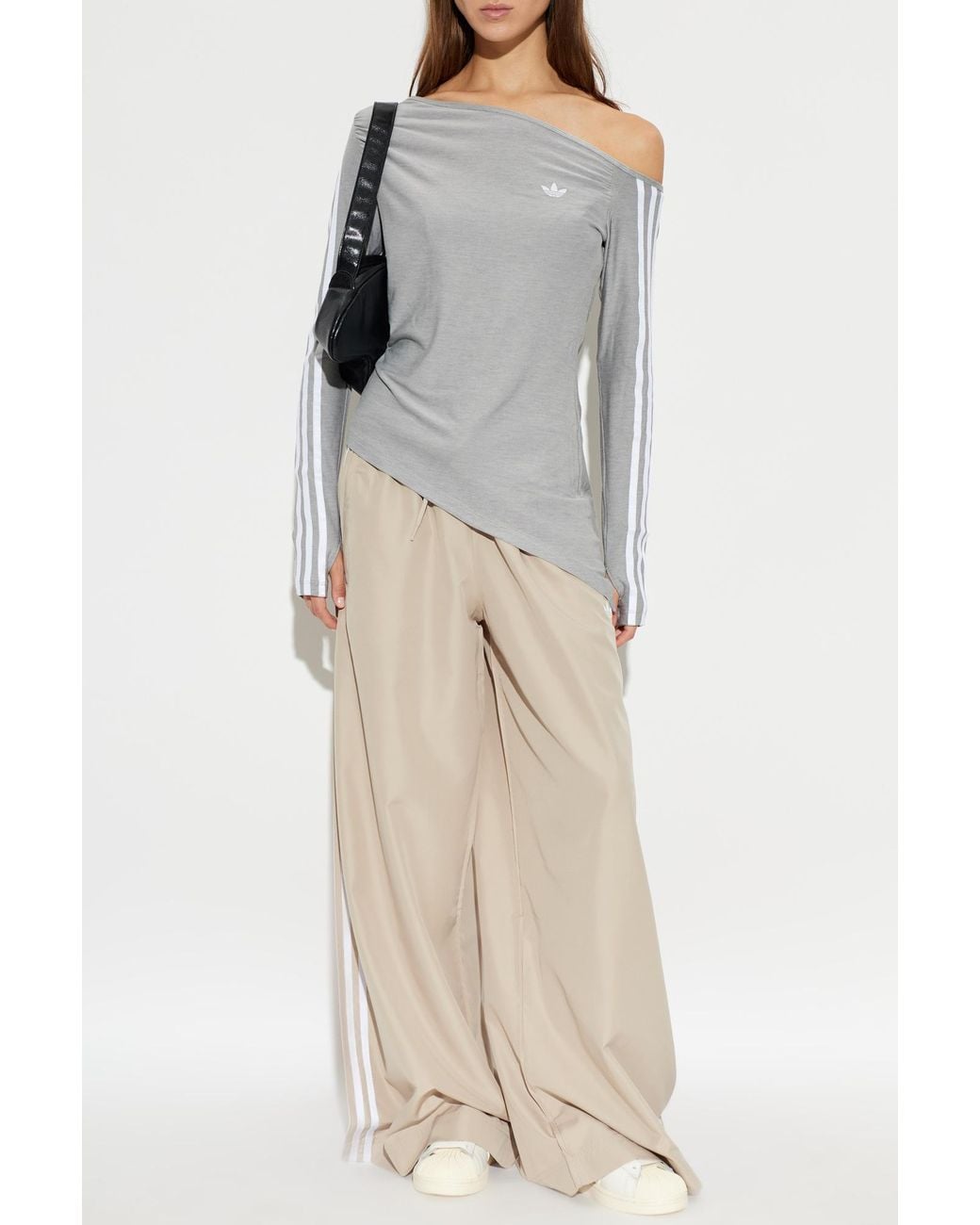 Adidas Originals Gray Asymmetrical Top With Logo