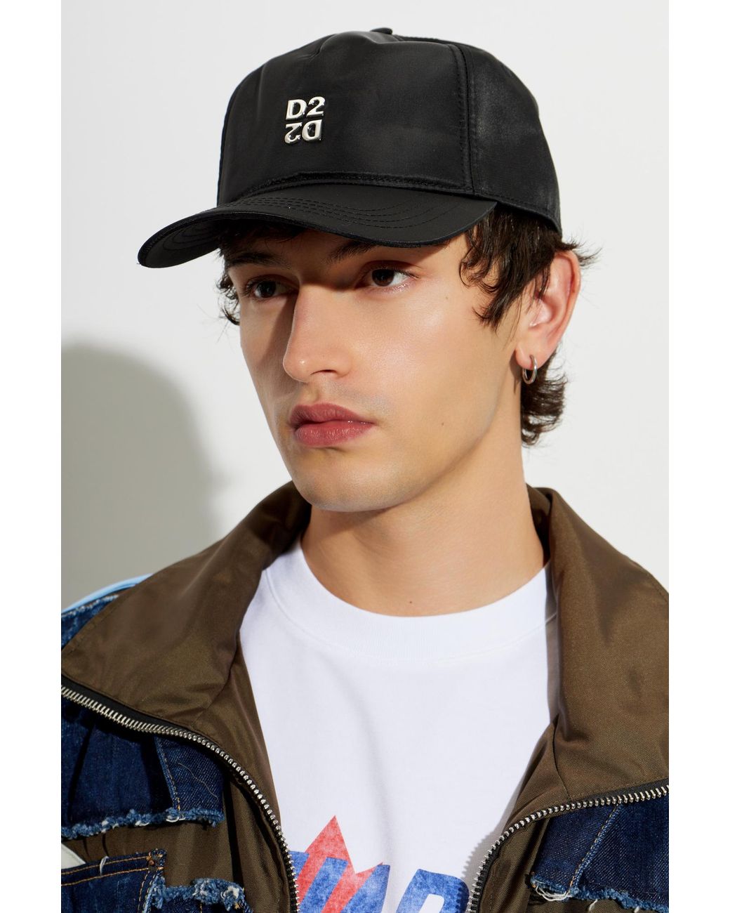 DSquared² Black Baseball Cap With Metallic 'D2' Logo for men