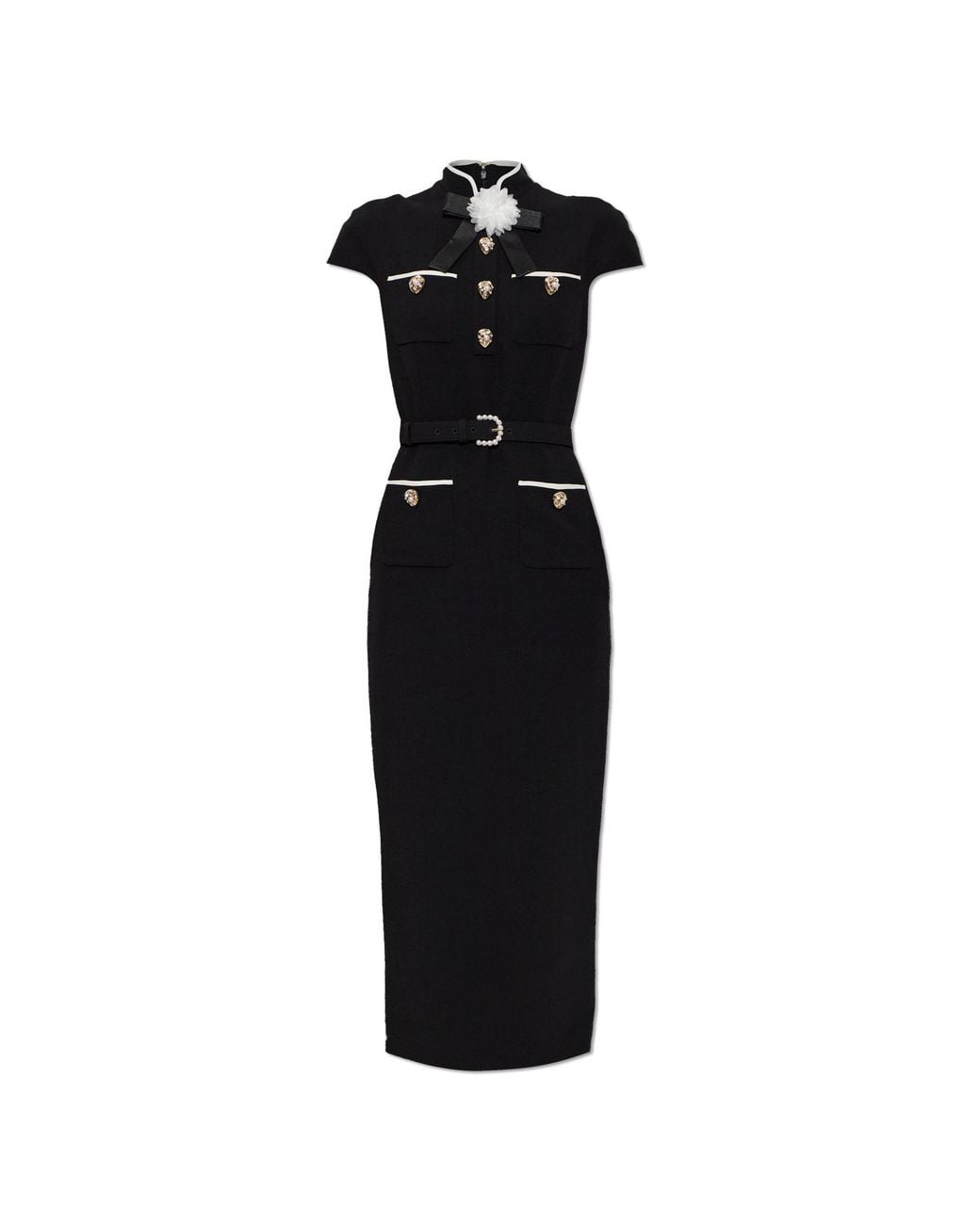 Self-Portrait Black Wool Dress With Embellishment