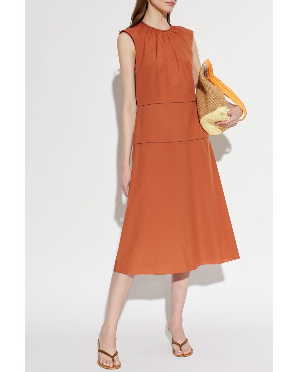 Marni Orange Sleeveless Cotton Dress