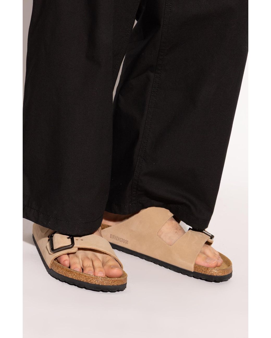 Birkenstock White Arizona Wire Buckle Slides for men